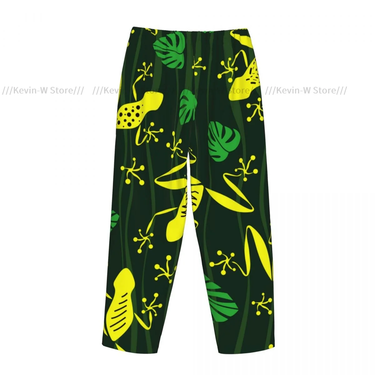 여성용 플란넬 파자마 바지 부드러운 플리스 개구리와 잎사귀 및 파도 무늬 수면 바지 끈 조임 허리