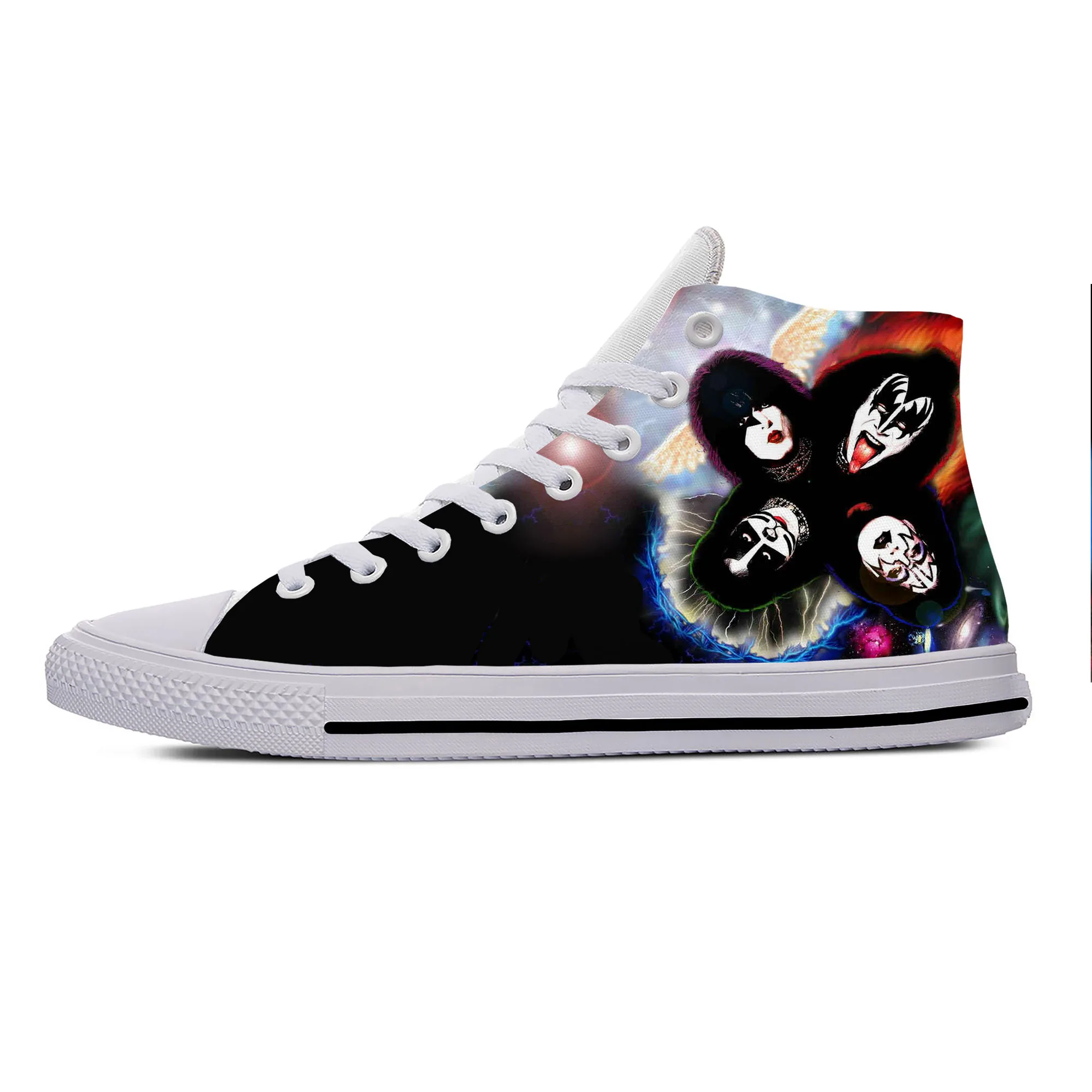 Heavy Metal Rock Band Kiss Music Fashion Funny Casual Cloth Shoes High Top Lightweight Breathable 3D Print Men Women Sneakers