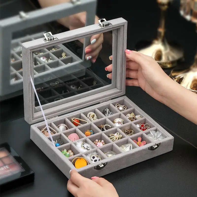 

Jewelry Storage Box Earring Ring Necklace Jewelry Display Box Jewelry Classification Dustproof Transparent Flip Lid Jewelry Box