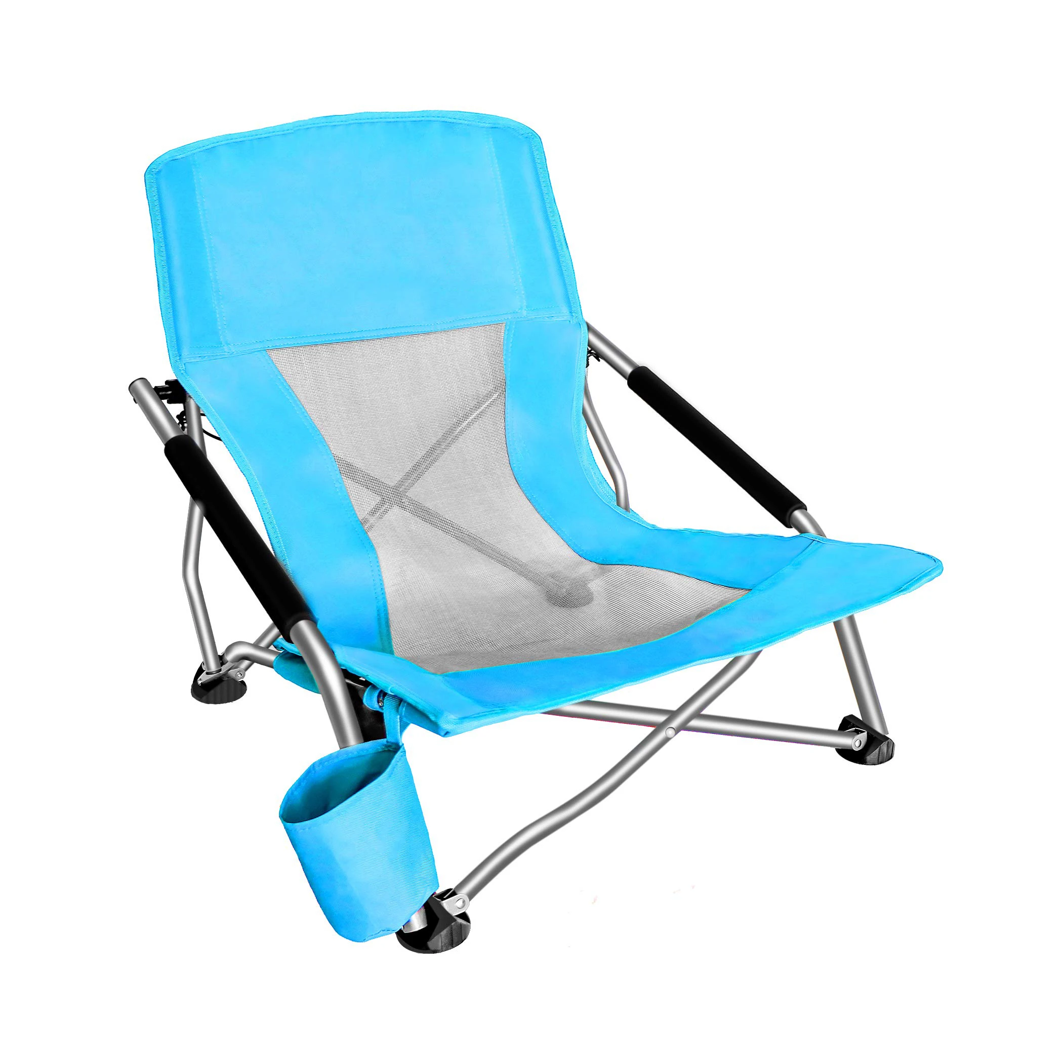 

Low Recline Beach Chair Folding Light Mesh Back Durable Fishing Chair for Camping Outdoor Carry Bag Included Support 250lbs