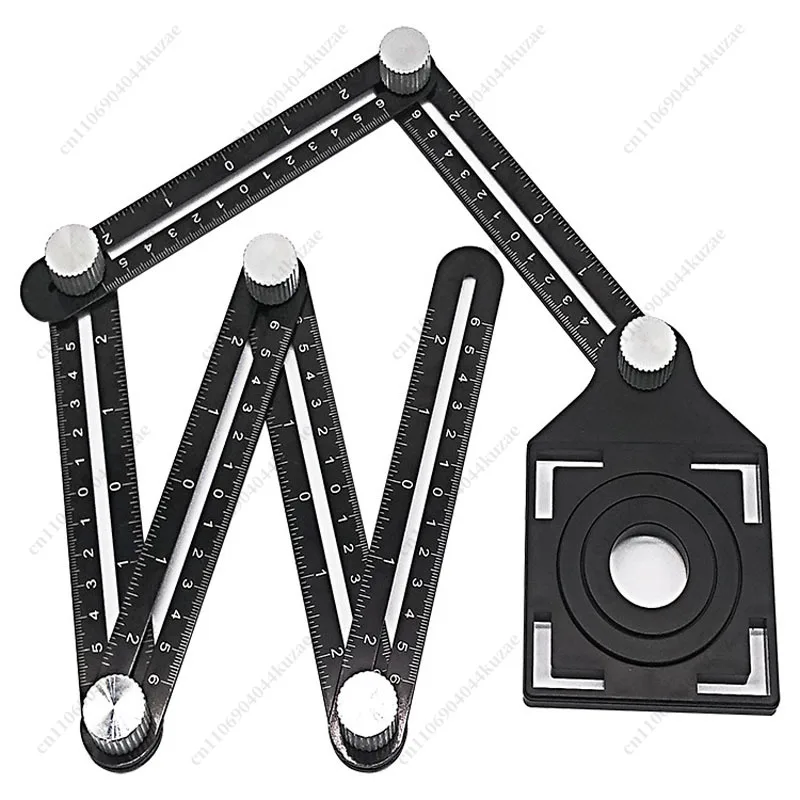 6-Fold Aluminum Alloy Angle Finder Ruler, Template Locator & Drill Guide for Tile Hole Positioning