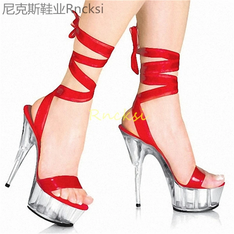 15cm Women's summer wear fashionable new temperament high-heeled waterproof platform Joker ladies sandals.