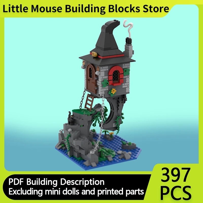 

Средневековый замок, модель MOC, строительные кирпичи, лесная тенсеретная хижина, модульные технологии, подарки, праздник, сборка, детские игрушки, костюм