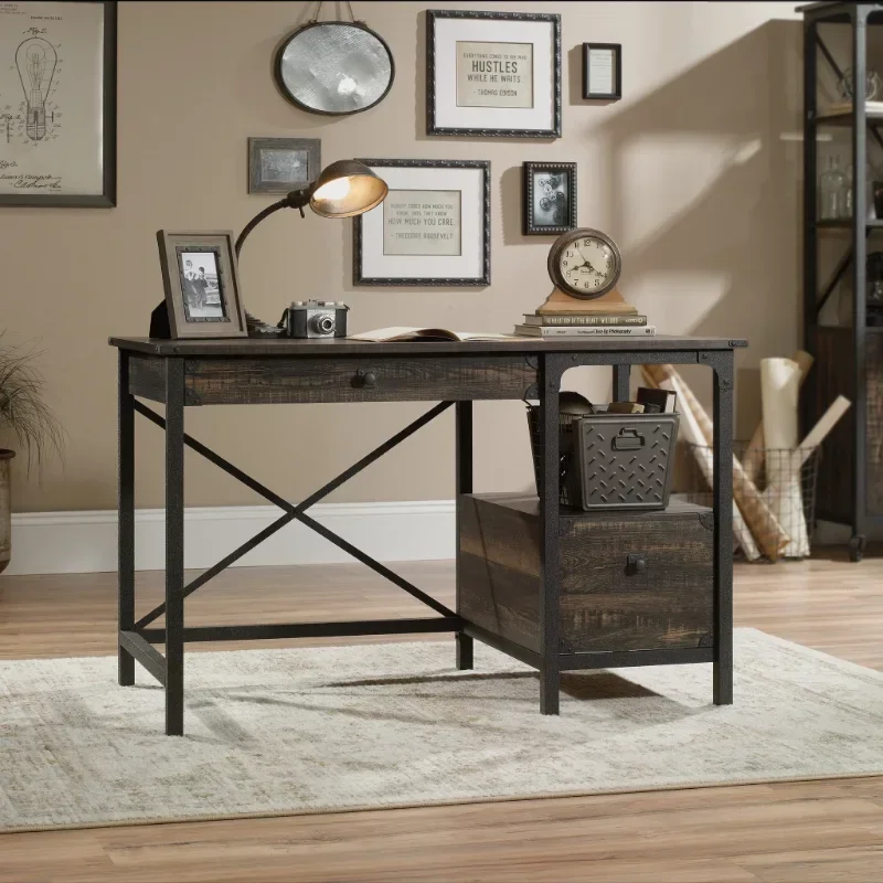 Sauder 423912 Steel River Desk, Carbon Oak Finish