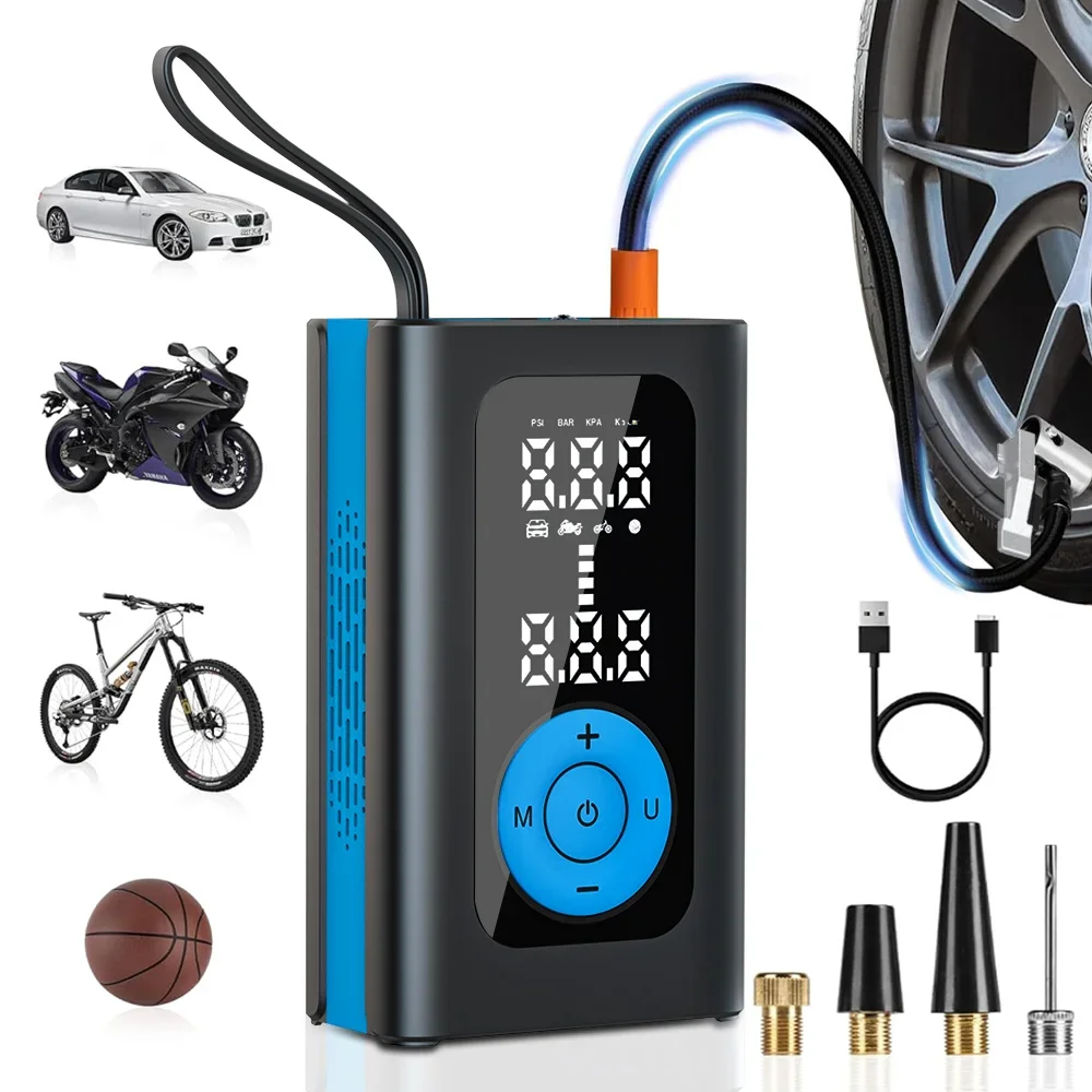 Portable Electric Car Air Pump New Design 150 PSI & 4000 mAh Wireless Inflator Pump For Cars, Motorcycles, Bicycle Tires, Balls