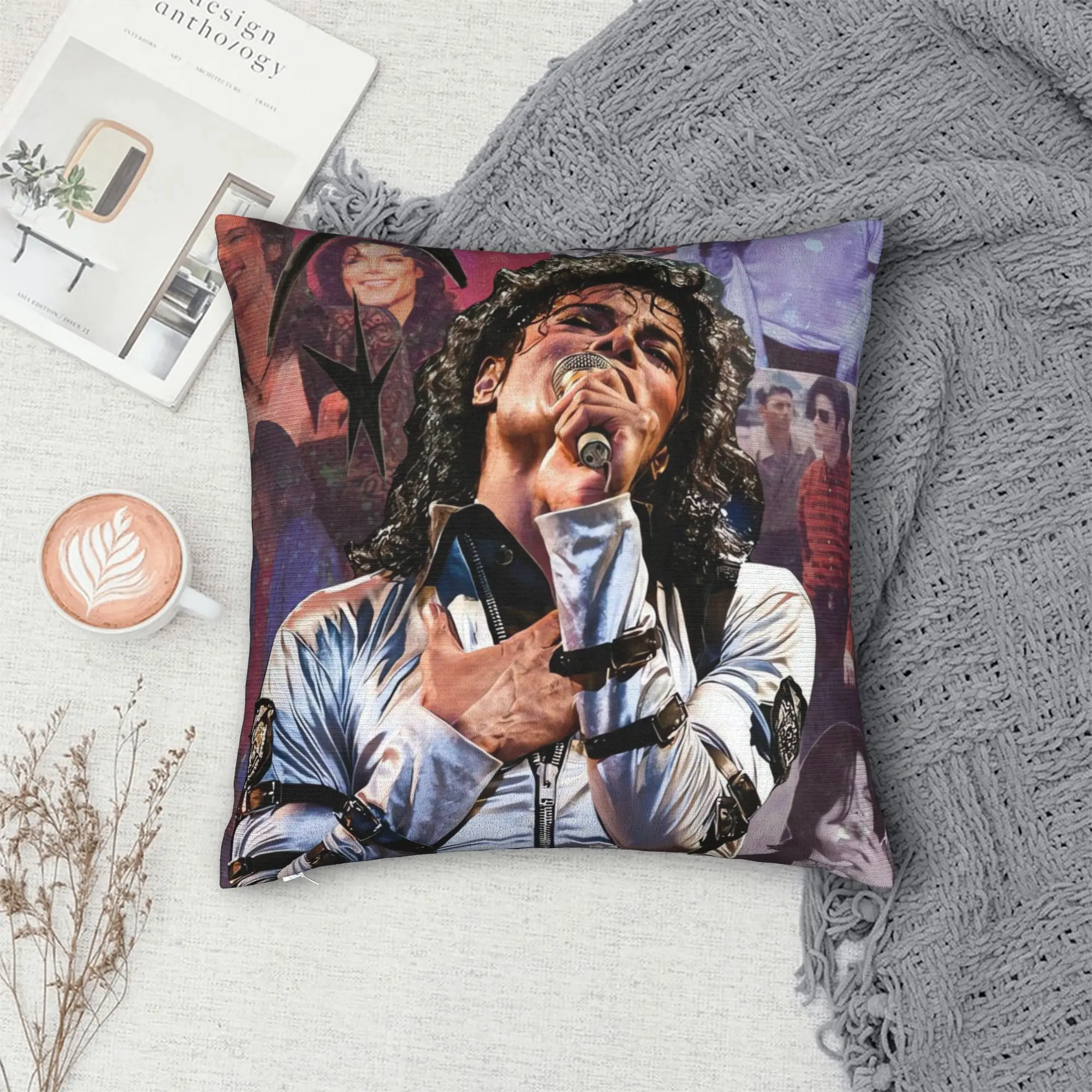 Pillow Cover Lively Michael Jackson Crowd Collage  Retro Trendy Pillow Case For Chair Sofa Home Decor Pillowcases