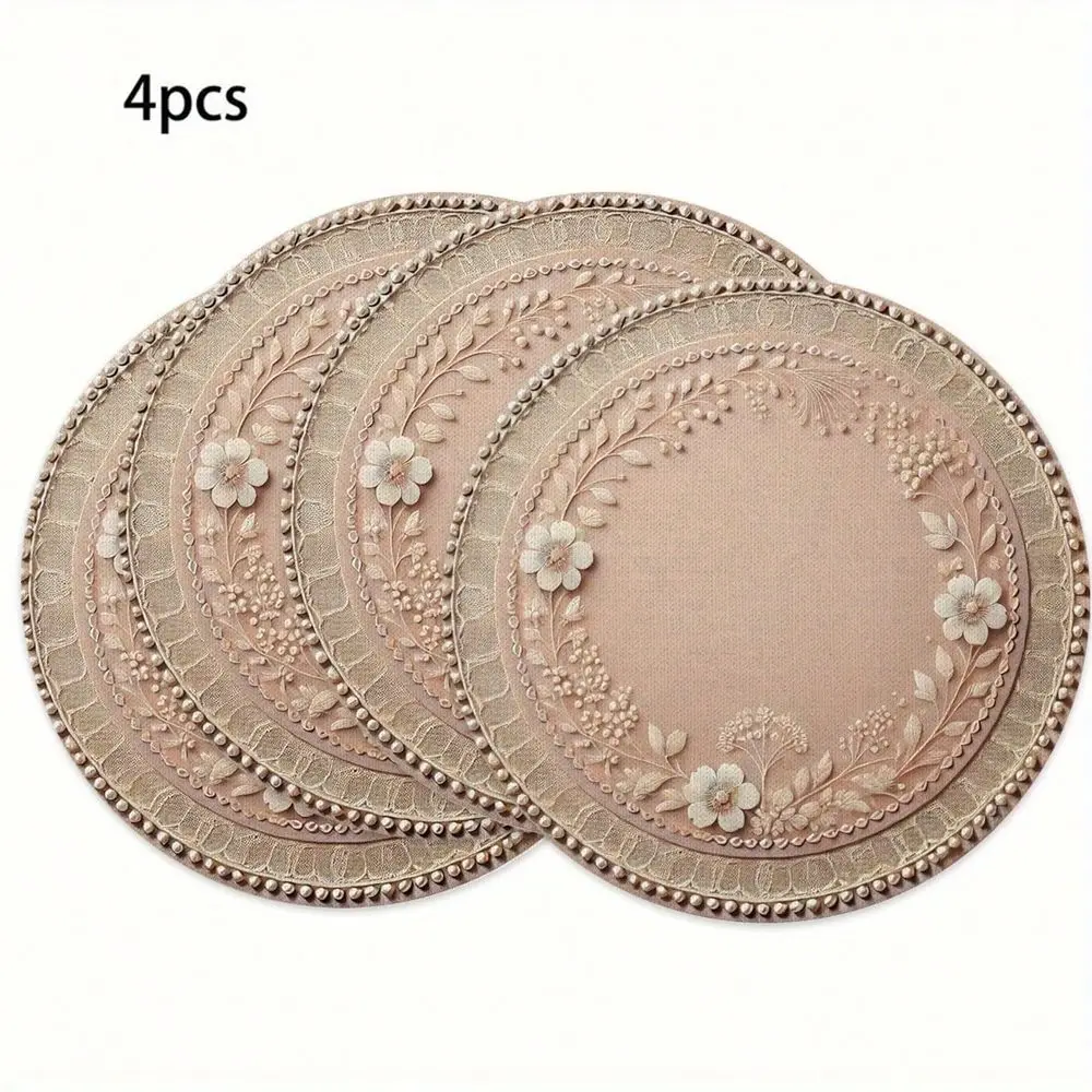 Mandala Round Placemats, Bohemian Style Washable Holiday Table Mats, 15inch Pieces, Suitable For Parties, Kitchens, Hotels, Res