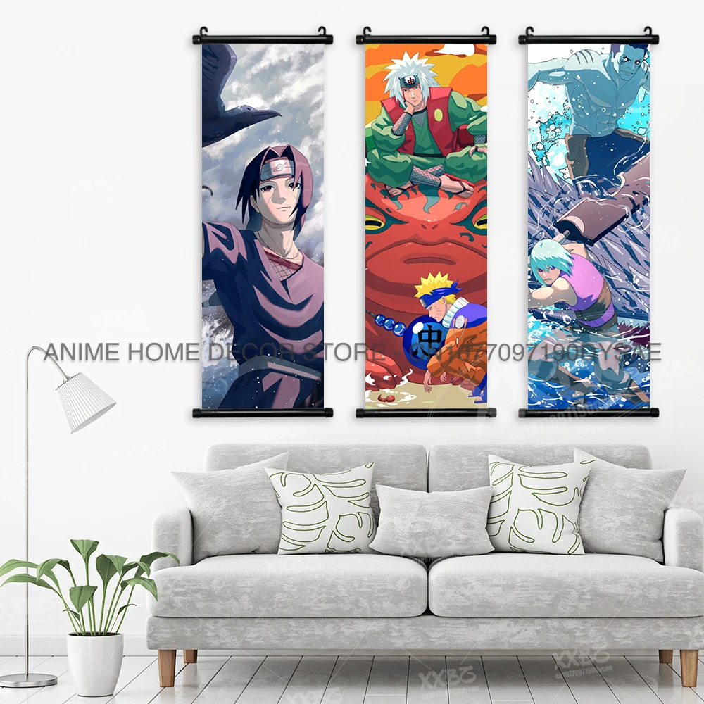 Naruto Poster Senjyu Hashiram Hängende Malerei Tobirama Wandkunst Sarutobi Hiruzen Anime Scrolls Bild Namikaze Minato Dekor – Detail 3