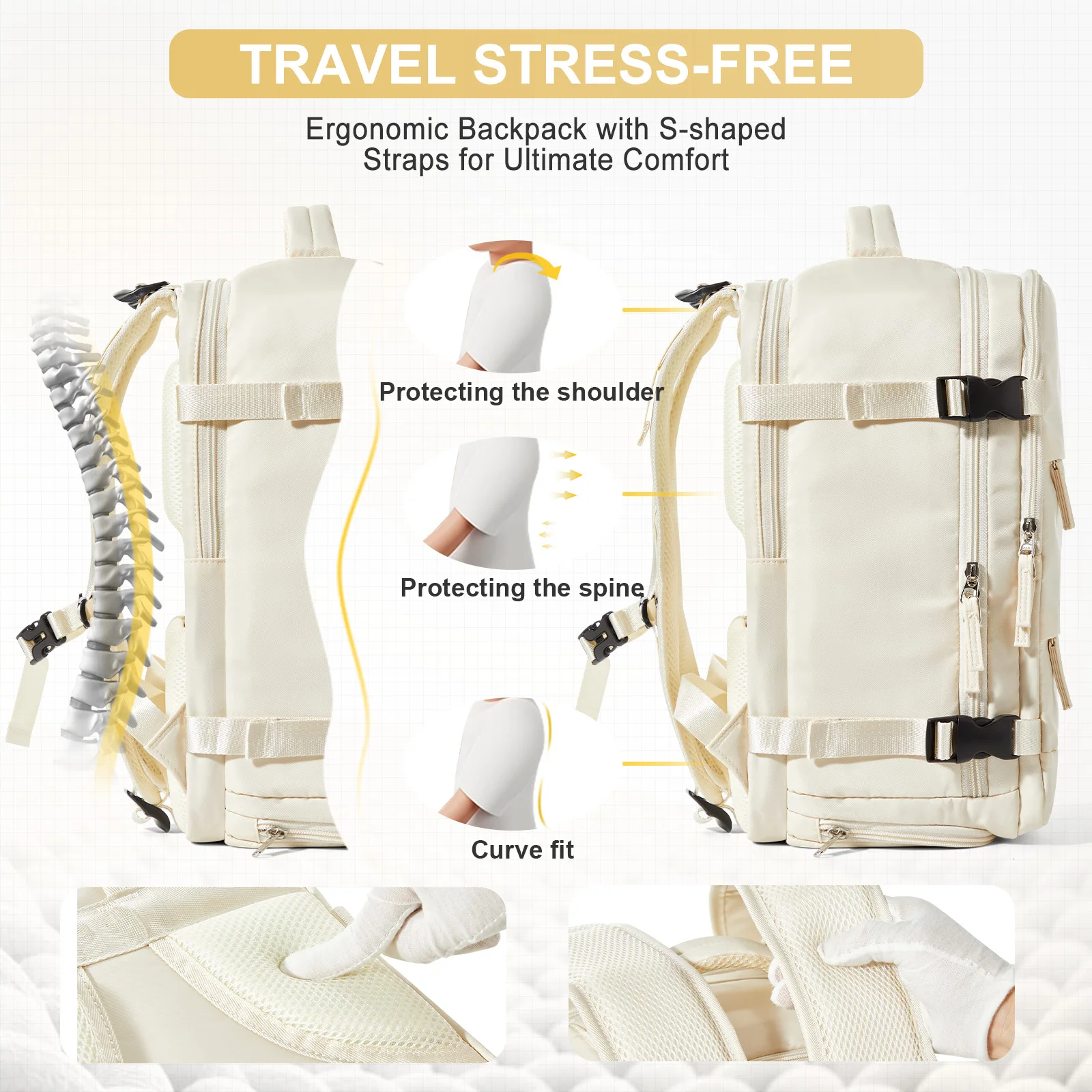 Business Laptop Backpack, Airplane Cabin Hand Luggage 45x36x20 EasyJet Mountaineering Backpack, Short Distance Travel Backpack