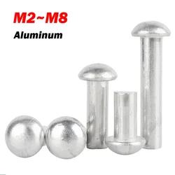 M2 M2.5 M3 M4 M5 M6 M8 GB867 Half Round Head Aluminium Solid Rivets Self-plugging Rivet Hand Knock Rivet Button Head Cap