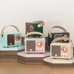 Mini Wireless Retro Bluetooth Speaker Vintage FM Radio Portable USB Interface Classical Decoration Speakers Travel Music Player