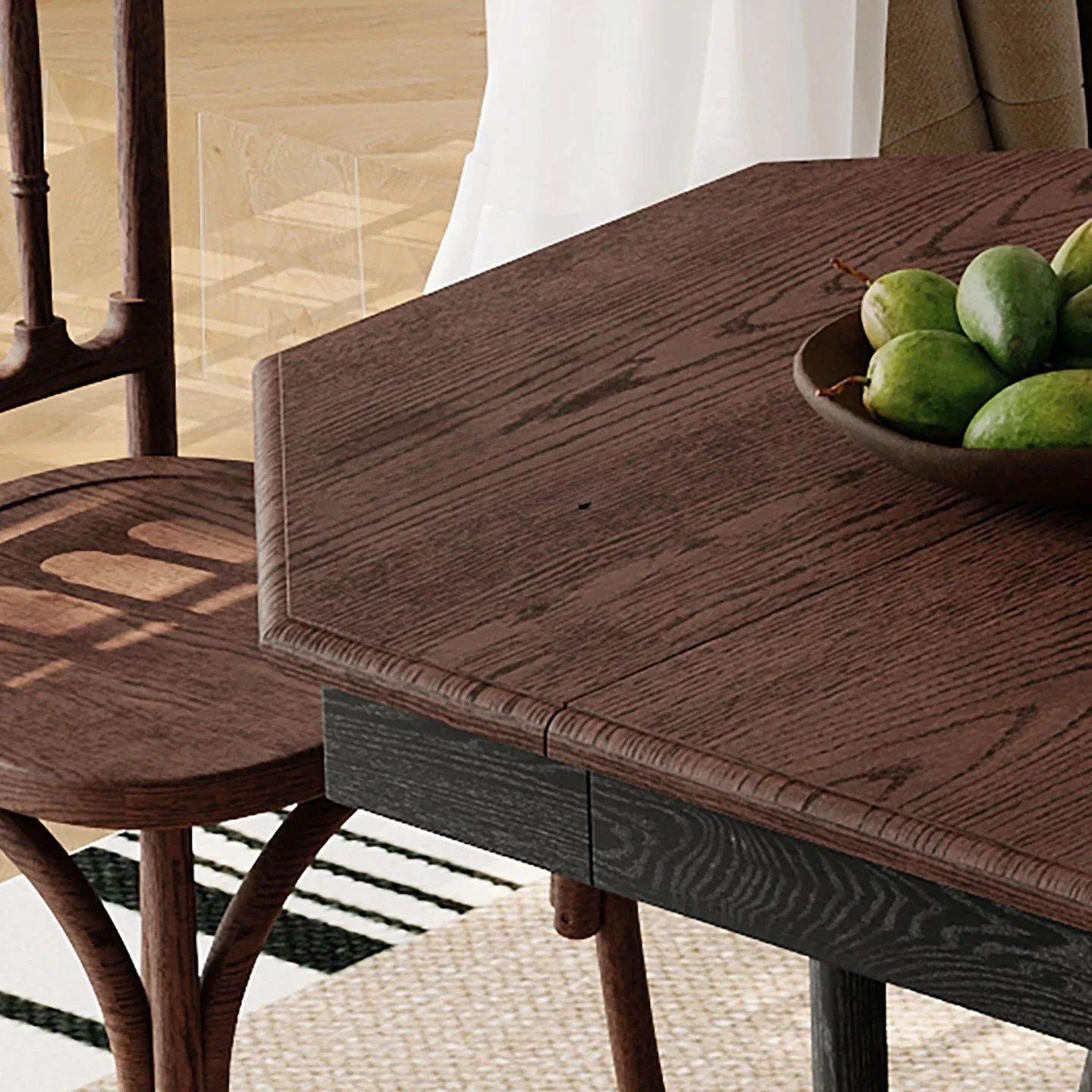 X18 восьмиугольный обеденный стол и стул из чистого массива дерева, сочетание продвинутых выдвижных складных домашних небольших квартир