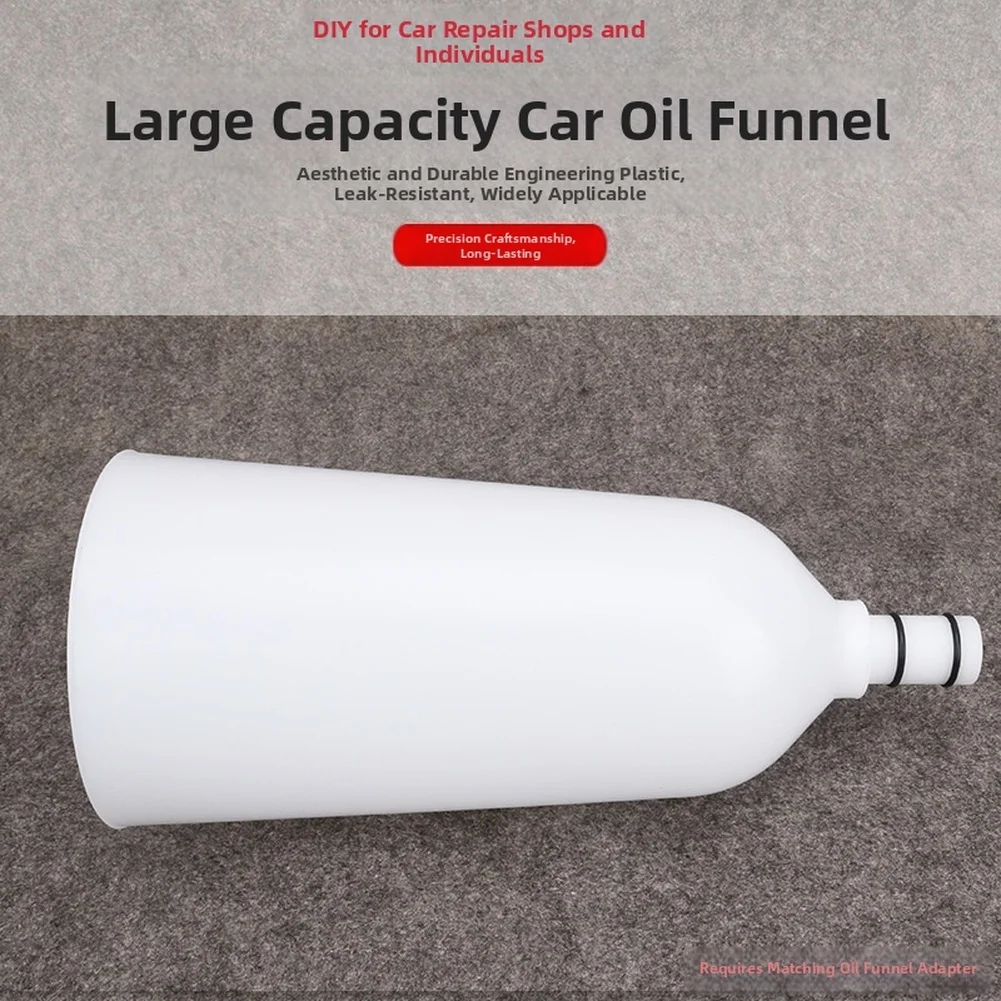 White Engine Oil Funnel Multi-vehicle Oil Funnel Engine Oil Funnel Wide Opening Generous Volume Quick Oil Pouring