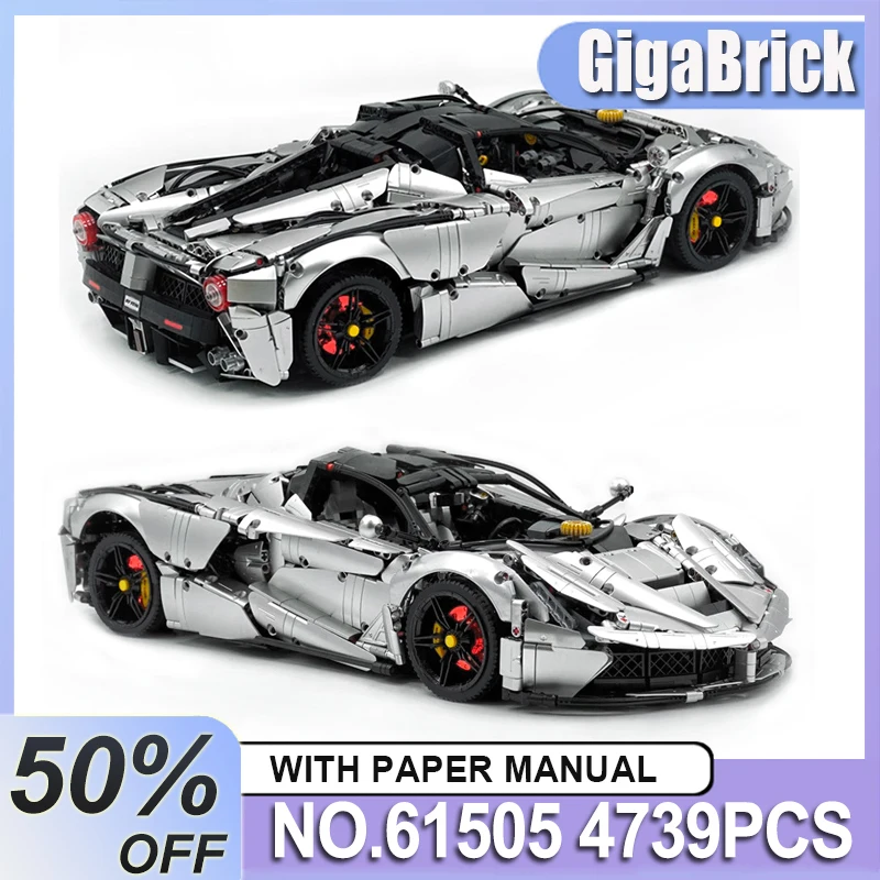 

Unique CADA 61505 1:8 Silver Technical Super Sprots Car Hypercar Model Building Block Brick DIY Puzzle Toys Christmas Gifts Kids