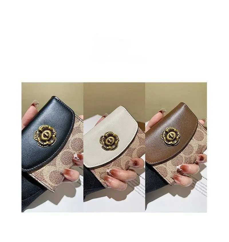 High End Camellia Organ Card Bag Exquisite Zero Wallet Multi Slot Light Luxury Retro Fashion Multi Functional Storage Wallet