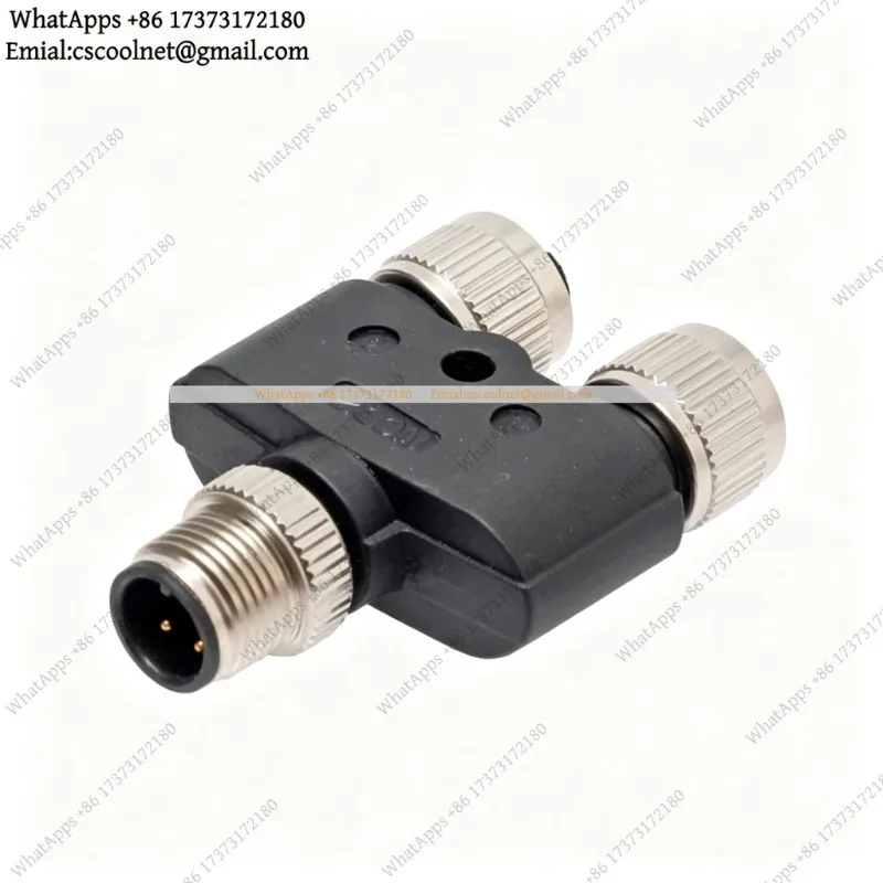 k06 M12 Male 4 Pin to Dual M8 Female 3 Pin Y Splitter Waterproof Industrial Sensor Cable Ethernet Connector