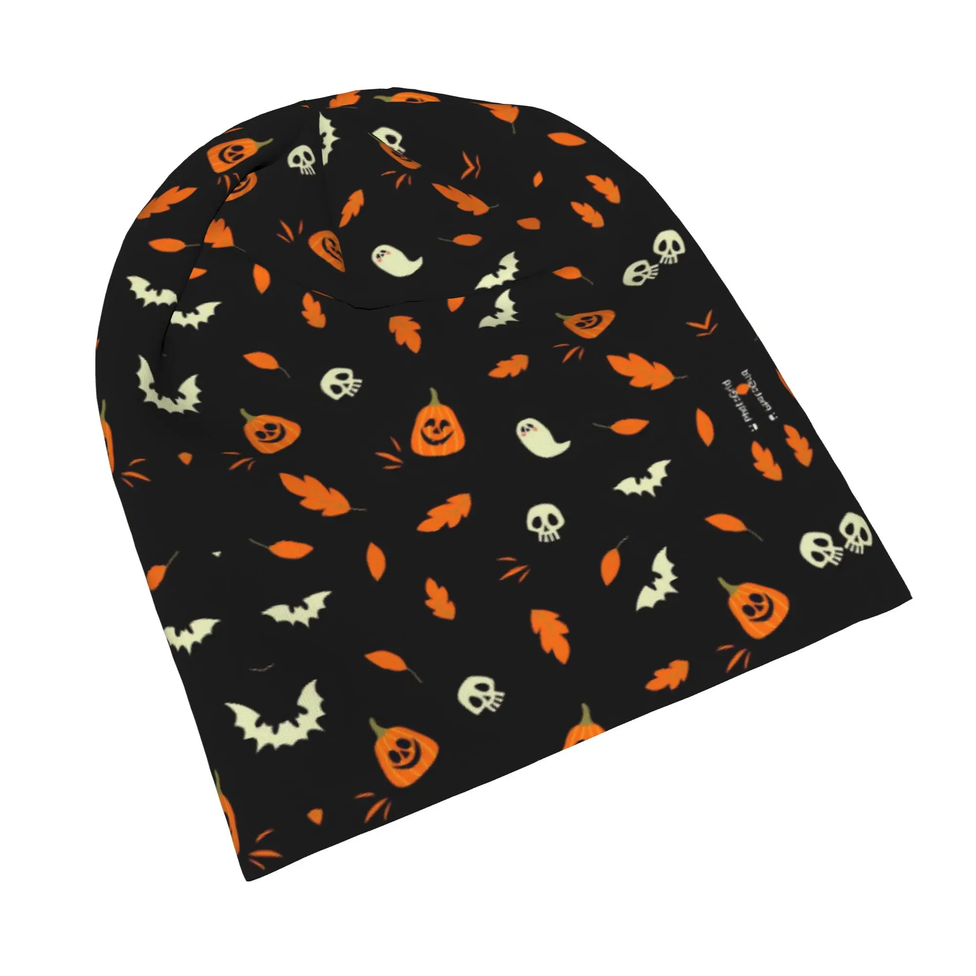Quick Dry Halloween Ghost Pumpkin Spooky Trick Or Treat Witch Slouchy Beanie for Men Women Sleeping Skull Cap