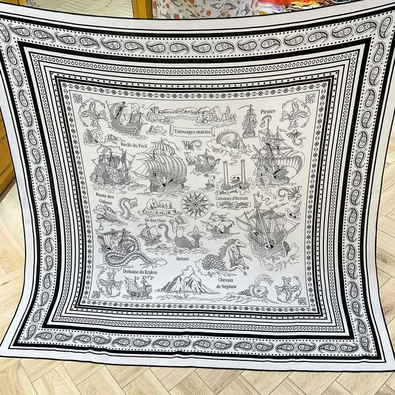 Echarpe-carree-de-luxe-pour-femme-elegante-en-soie-et-laine-de-qualite-imprime-motif-marin-bords-roules-a-la-main-chaude-et-douce