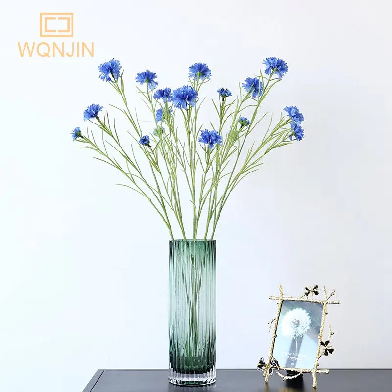 Nordic Blue Long Branch Starry Cornflower Silk Artificial Flowers Home Wedding Party Decoration Flore Fleurs Artificielles