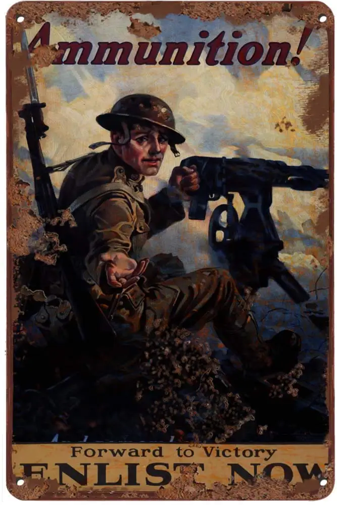 Graman WWI Ammunition Machine Gun Soldier Vintage Metal Tin Sign Metal Decor Wall Sign Wall Decor Door Plaque TIN Sign for  sign