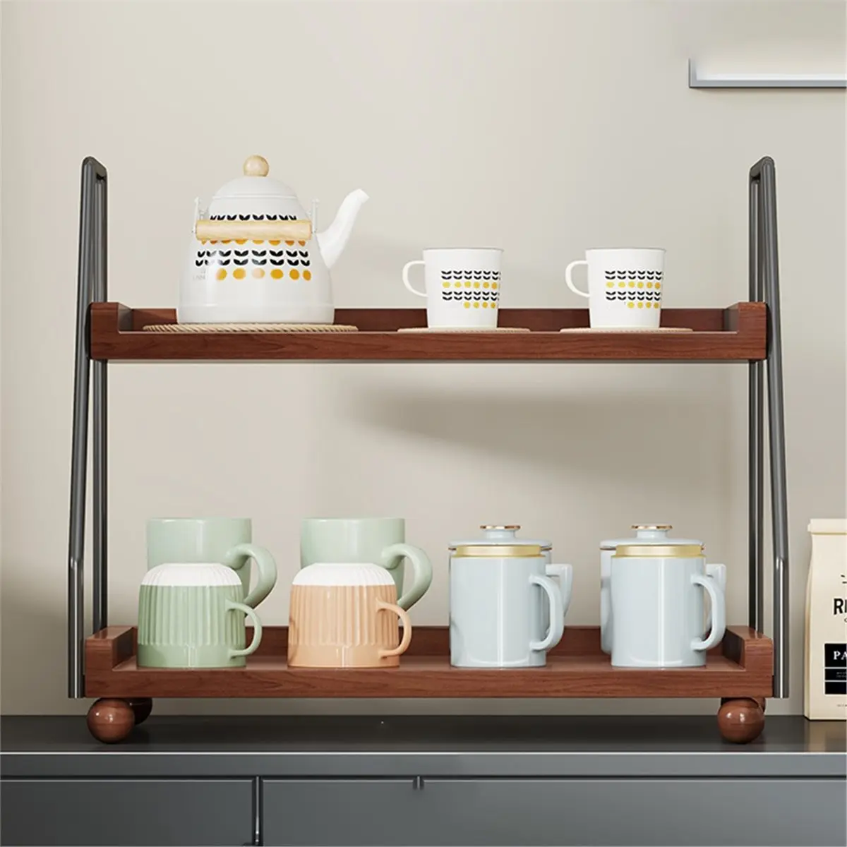 Light Weight 1 Pc Vintage 2 Layer Cup Riser Stand for Cupcakes, Mugs, and More - Elegant Tabletop Organizer,Storage Must-Haves