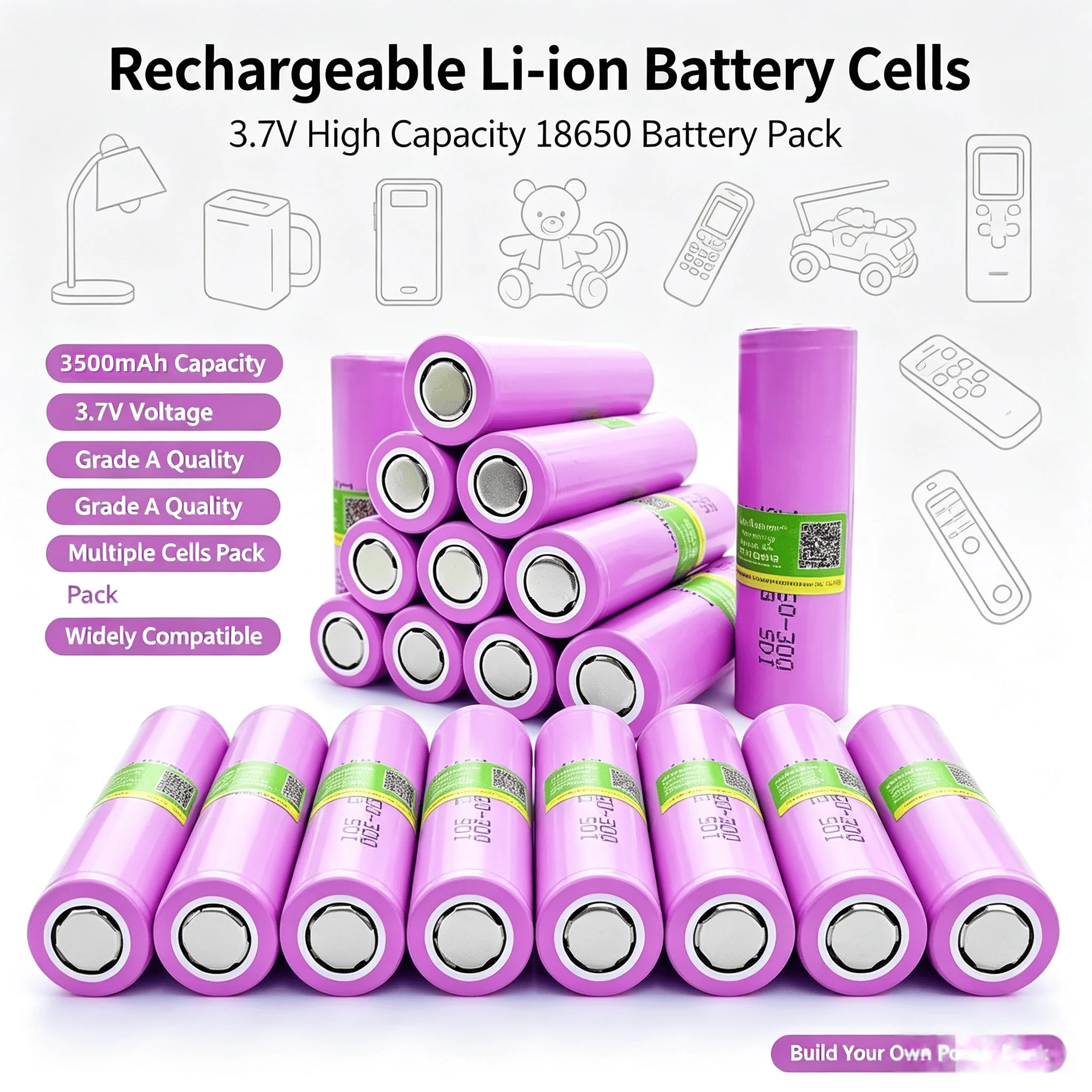 Original 18650 30Q Battery 3.7V 3500mAh 18650 Rechargeable Battery High-Current For Flashlight Batteries For18650 Li-ion Battery