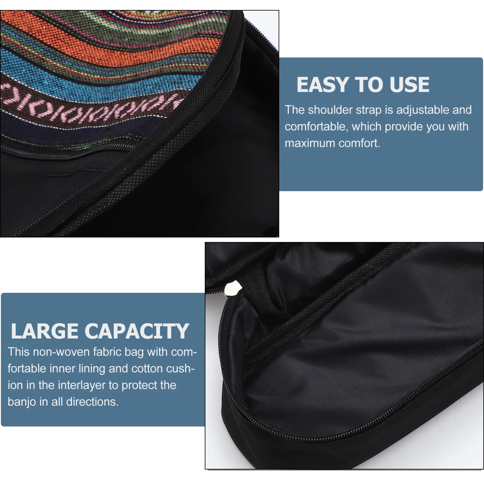 

1pc Bag 4 String Bag Ethnic Style Non Woven Fabric Pouch With Inner Lining Portable Banjo Storage Pouch Banjo Case For Guitar