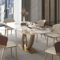 Kitchen Island Marble Rectangular Table Custom Dining Set 4 Chairs Luxury Household Furniture Design For Modern High-end Villa