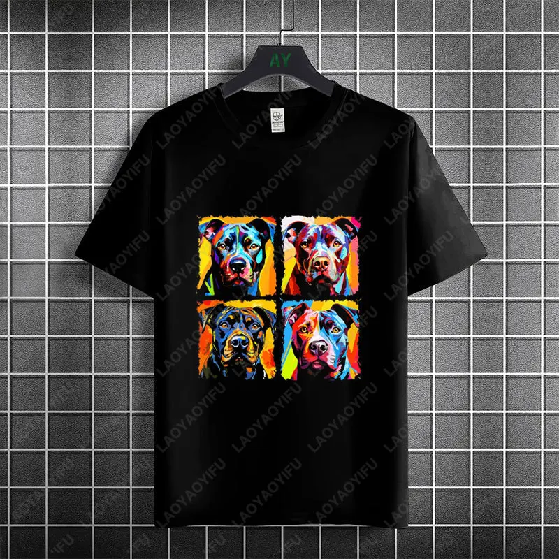 Men & Women's Funny Staffordshire Bull Terrier Pop Art Graphic T-shirt Short Sleeve Round Neck Fashion Casual Outdoor Tshirt