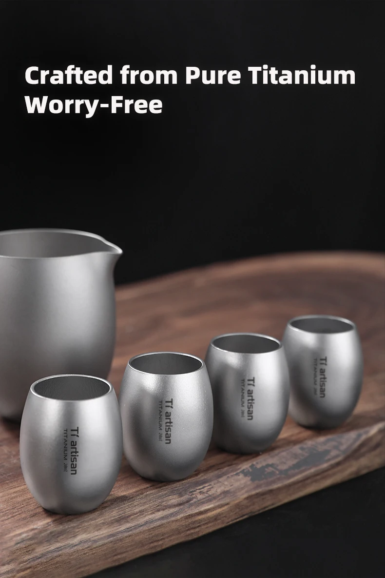 Tiartisan 20ml Titan Mini-Sake-Becher Ultraleichter Runder Weißwein-Becher für Outdoor-Camping Picknicks Taschen-Teebecher Trinkgefäß – Detail 5