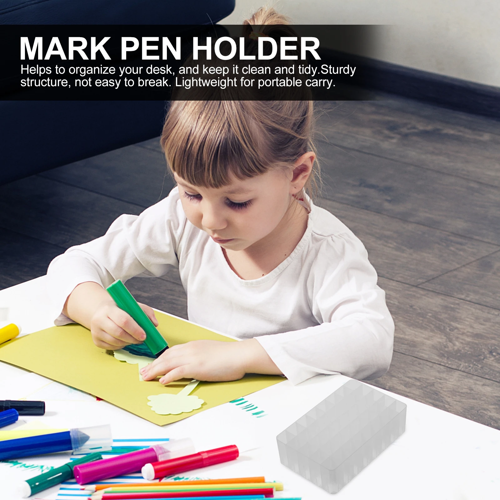 

4Pcs Mark Pen Holders Plastic Desk Organizers 40 Holes Stationery Storage Box Mark Pen Holder Pencil Container
