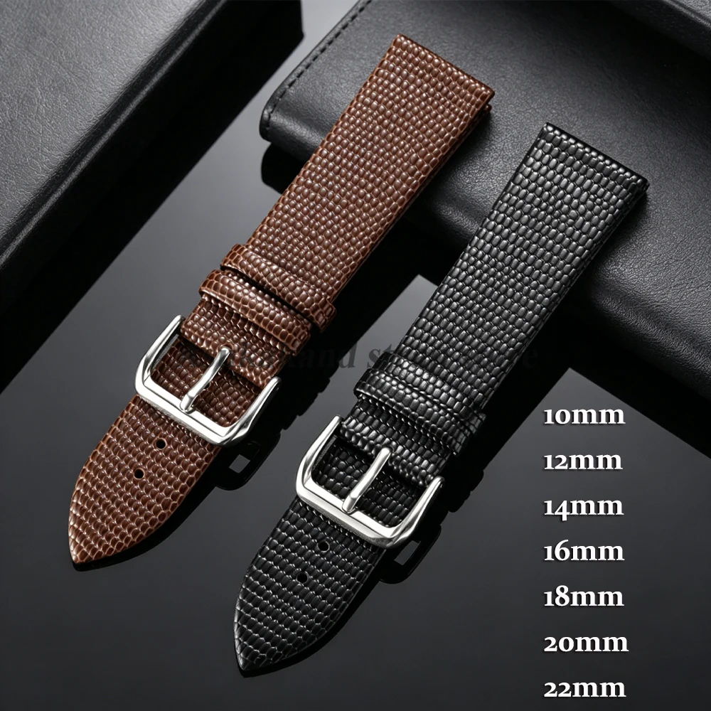 10mm 12mm 14mm 16mm 18mm 20mm 22mm Lizard Pattern Leather Watch Band For Seiko For Omega Cowhide Watch Strap Men Women Bracelets