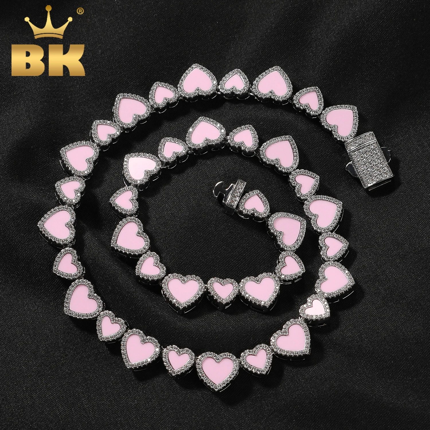 Pulsera de Corazones Acrílicos Multicolor THE BLING KING, con Corazones de 2 Tamaños Intercalados, Colores Personalizables, Joyería HipHop de Lujo
