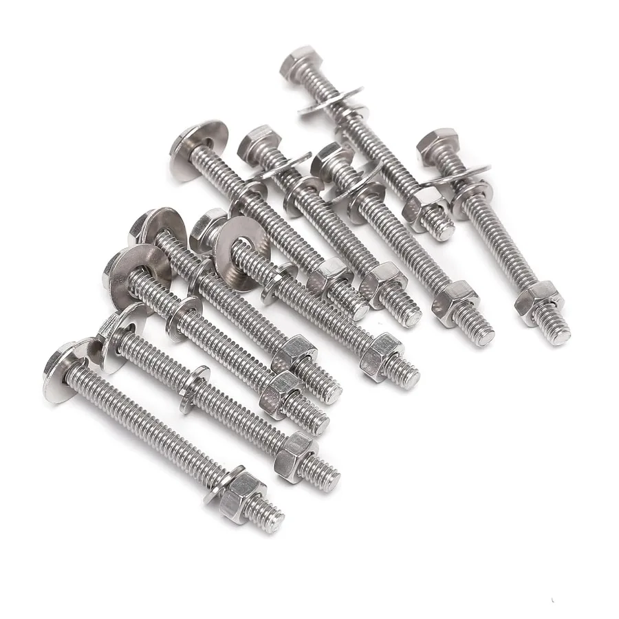 5 1618x4 Set completo Vite esagonale BulloniNadi Parafango Piatto lavaggio Split Lock Washe Acciaio inossidabile completamente filettato 188 304 Pinna luminosa