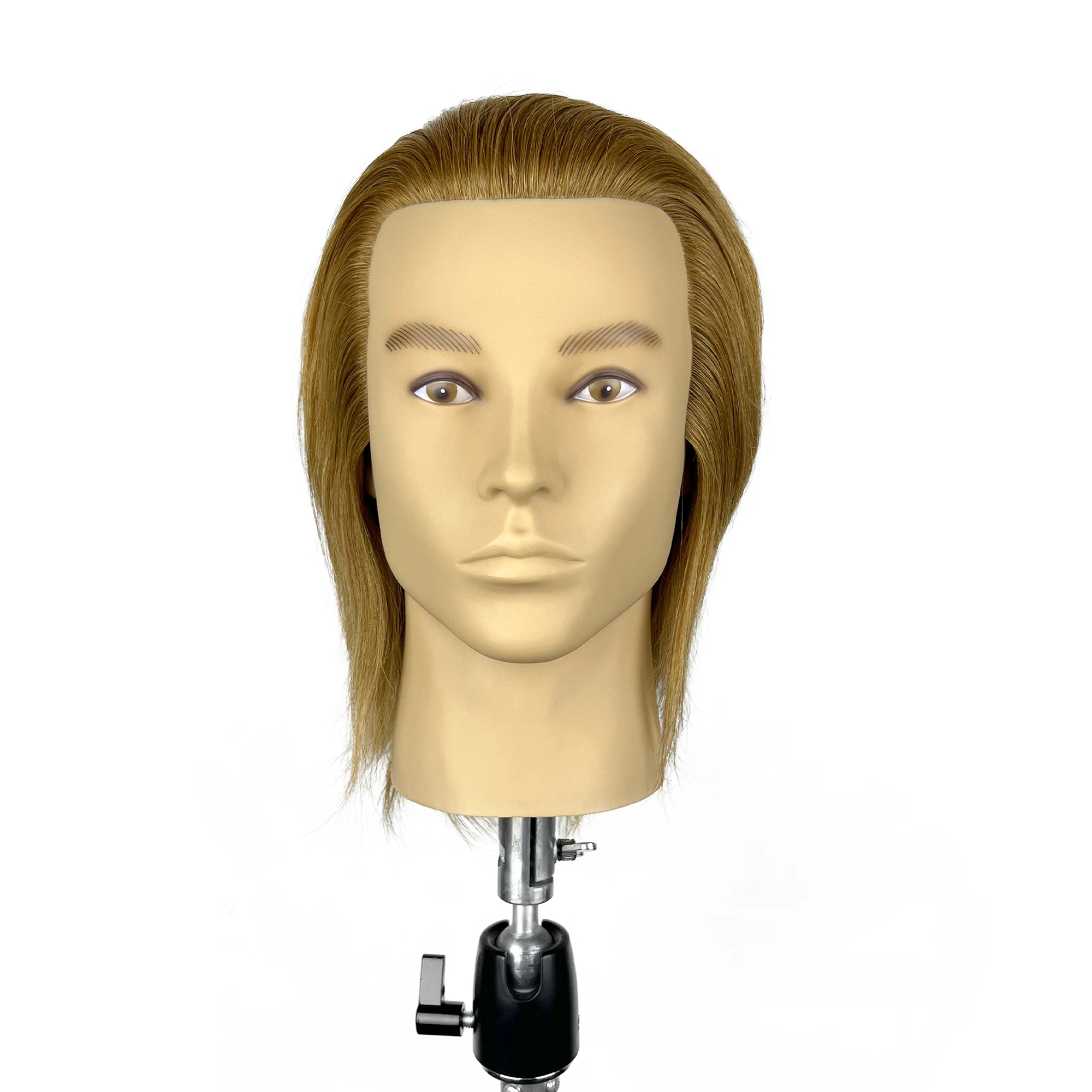 

Голова манекена с 18 см, 100% человеческие волосы, темно-коричневая тренировочная голова, мужской манекен, тренировочная голова куклы, парик, голова манекена