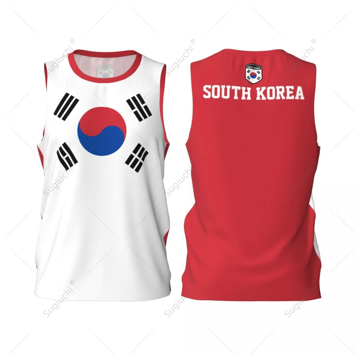 South Korea Flag Men Basketball Sports Running Fitness Multifunction Sleeveless tshirt Exclusive Custom Name Nunber