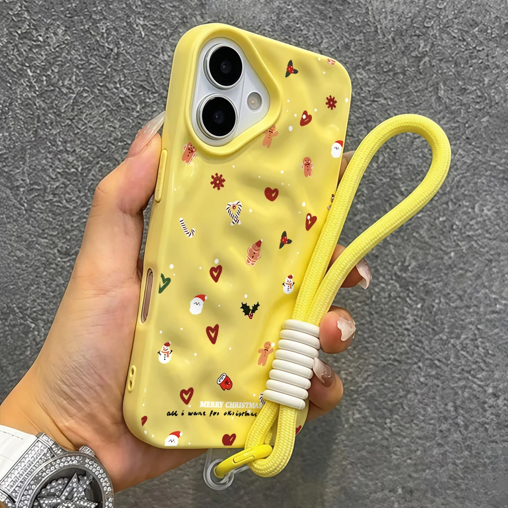 Herbstliche Schneemann-Collage Falten-Silikon-Handyhülle für iPhone 17 15 13 11 12 14 16 17 Pro Max 15 Plus 17 Air mit Lanyard-Hülle – Detail 7