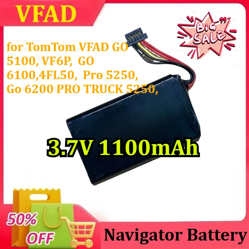 

New for TomTom VFAD GO 5100, VF6P, GO 6100,4FL50, Pro 5250, Go 6200PRO TRUCK 5250, Navigator Battery 3.7V 1100mAh