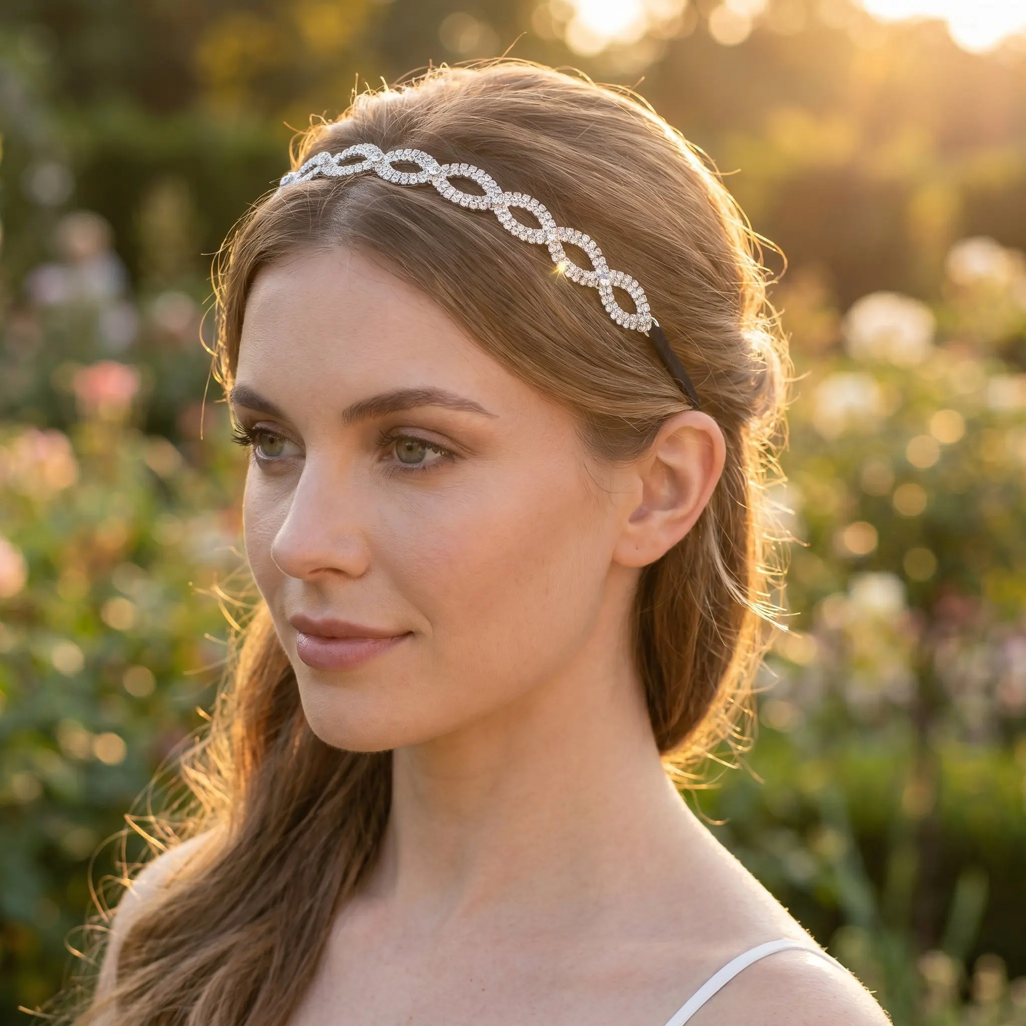 Elastic Rhinestone Wedding Headband Bridal Hairpiece Sparkling Wide Band Bride Hair Hair Accessories Prom Party