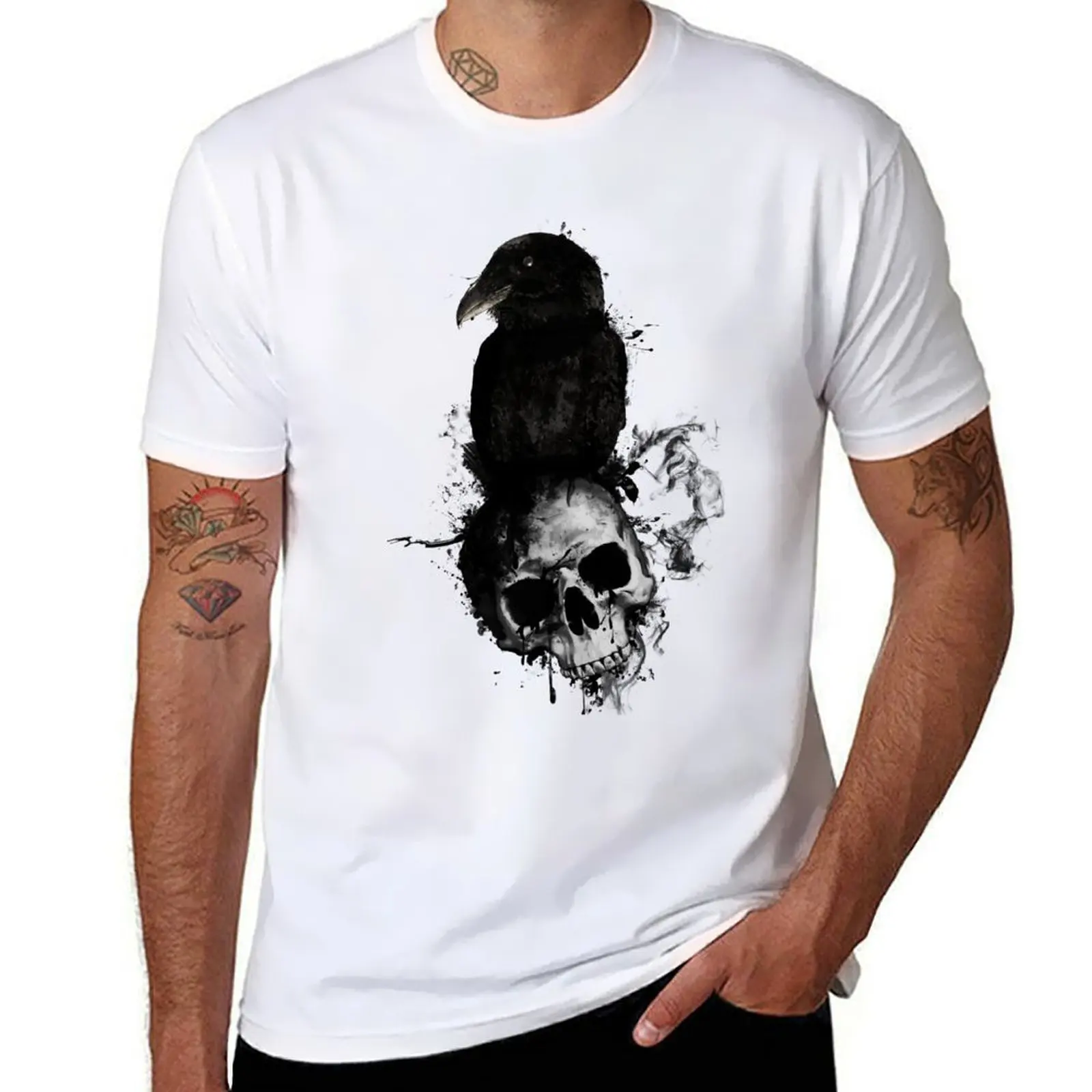 Raven and Skull T-Shirt Plus Size Street Style Tee