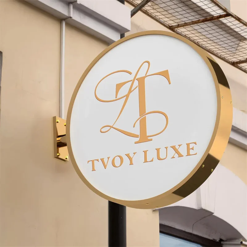 Pudełko świetlne, dwustronne okrągłe pudełko świetlne, oznakowanie oświetlenia reklamowego na znak kawowy, znak sklepu biznesowego, znak salonu na zewnątrz