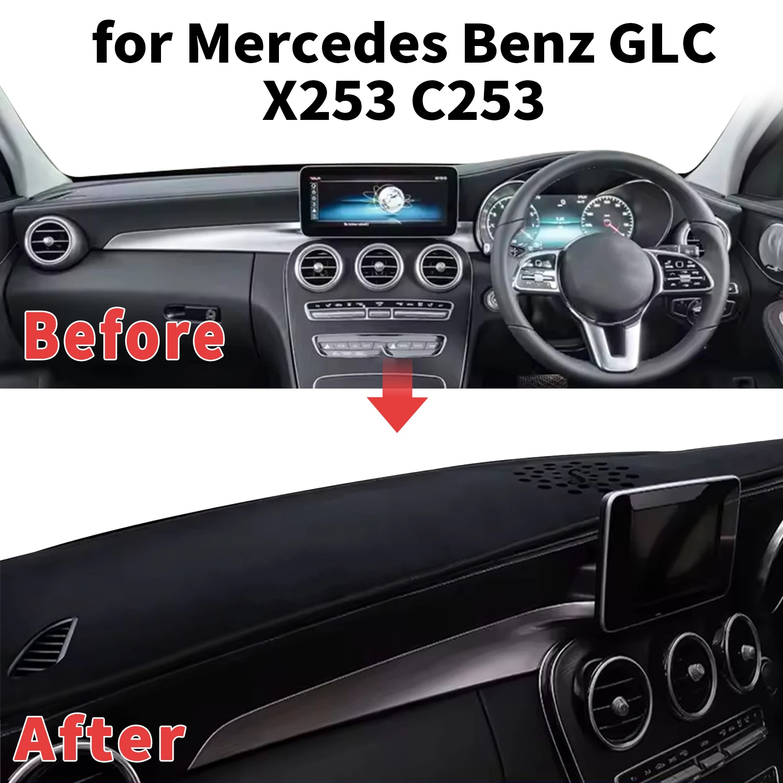 for Mercedes Benz GLC Class Coupe X253 C253 Dashboard Cover Sun Shade Protector Dashmat Anti-Glare UV Block Carpet Mat Dash Mat