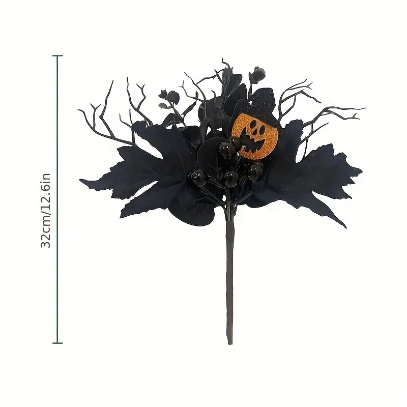 Artificial Maple Leaf Halloween Pumpkin Skull Black Maple Leaf Indoor Branch Decoration