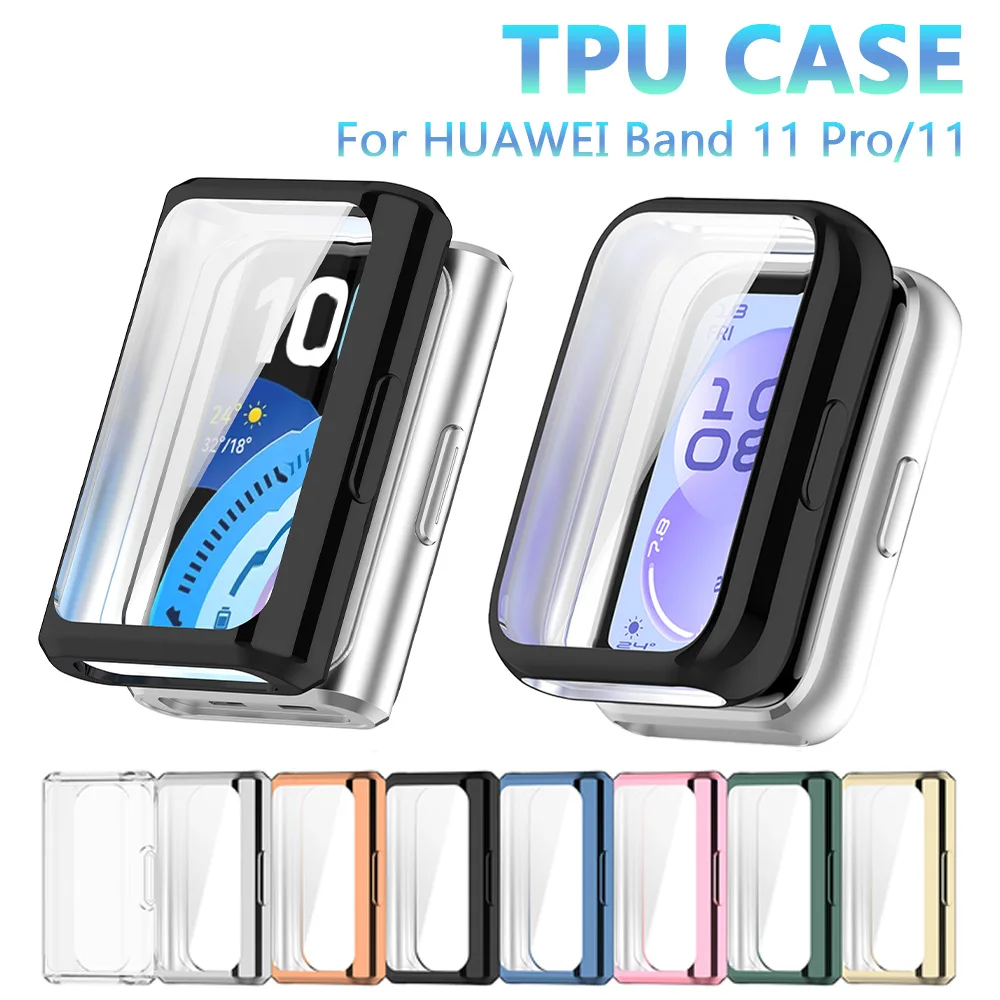 TPU Case for Huawei Band 11 Pro Screen Protector Plated Protective Cover for Huawei Band 11 Bumper Shell Watchcase Accessories