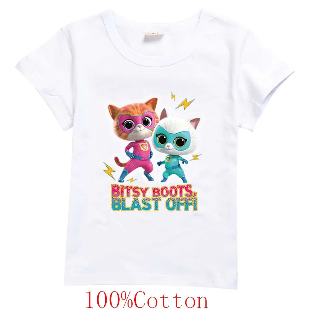 SuperKitties Kids T-shirt 2024 Summer Cartoon Cute Printing Baby Boys Girls Clothes Casual Cotton Kawaii Fashion Tops Tee