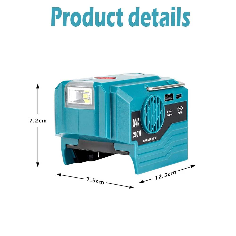 Power Inverter For Bosch 18V Battery 200W AC 120-220V Modified Sine Wave Power USB Type-C Port Outdoor Mobile Adapter Inverter