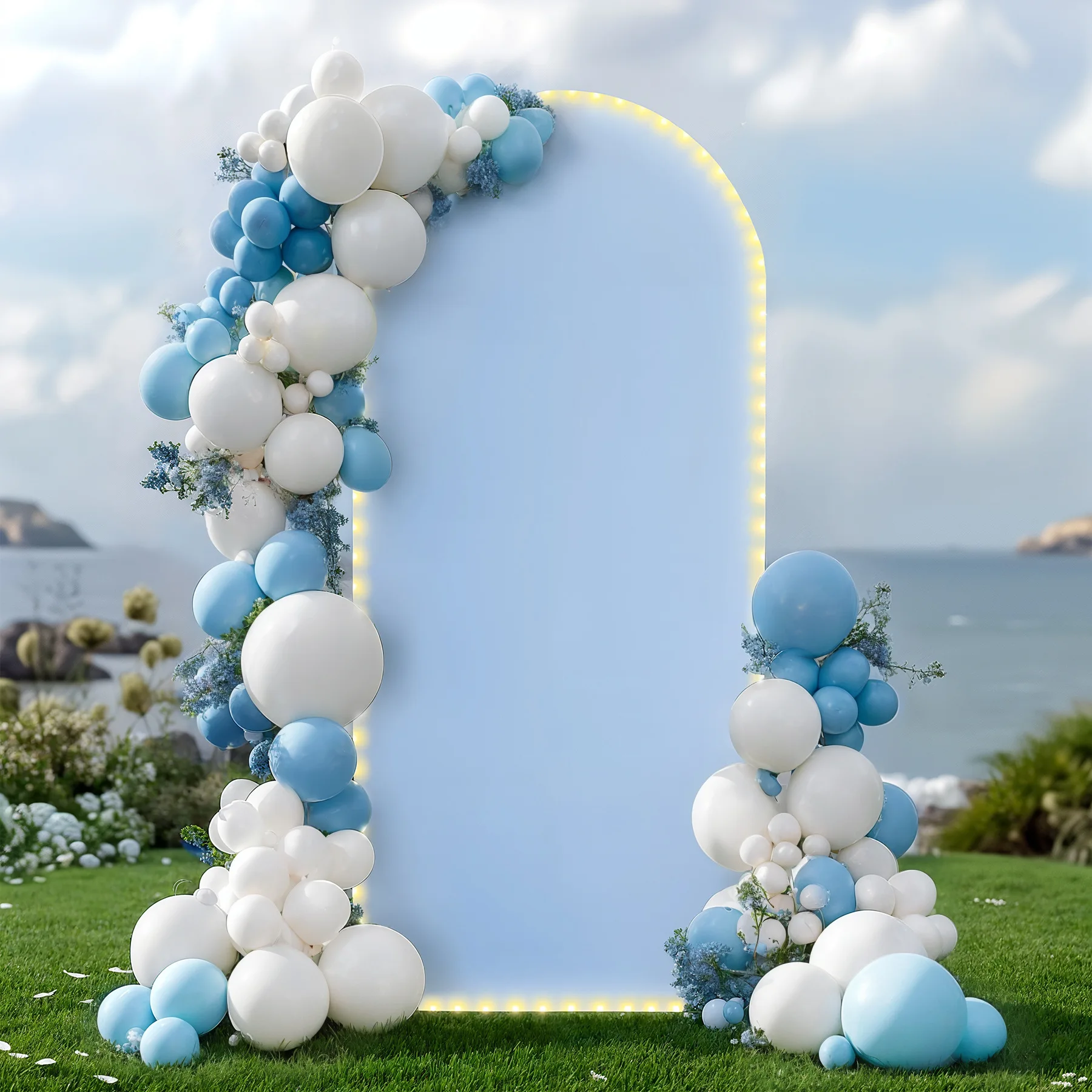 Semi Circular Arch Cover with LED Light Photography Backdrop Cloth Cover Wedding Party Birthday Baby Spandex Decoration Cloth