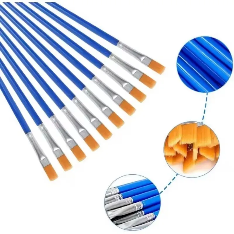 Small Fine Nylon Hair Detail Flat Paint Brush For Drawing Watercolor Brushes Paint Brushes Pen For Student Art Stationery