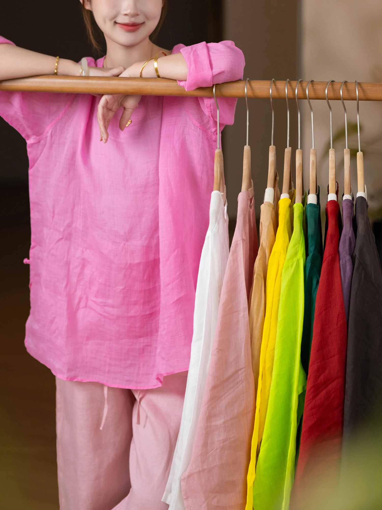 

Cloud Silk Series Loose Fit ! Multi-Color ! Transparent Sun Protection 00% Flax Long Sve Thin Women's T-irt