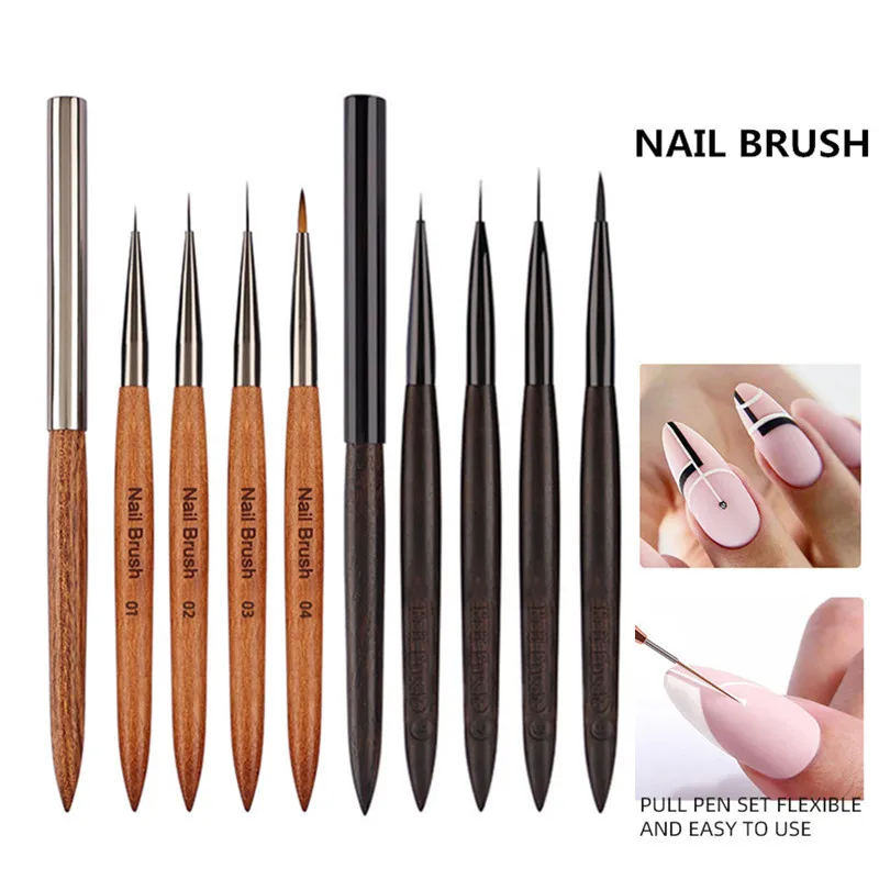 1/4 pezzi manico in legno di sandalo pennello acrilico per unghie gel UV penna per intaglio pennello polvere liquida disegno per unghie fai da te pennelli per nail art
